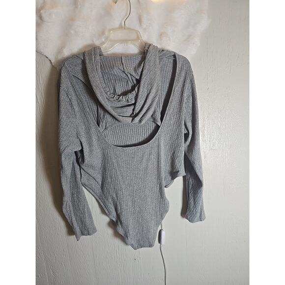 Hooded Henley Baddie Bodysuit Plus 2X Sportycore Indiesleeze Grunge Gorpecore - Picture 4 of 5